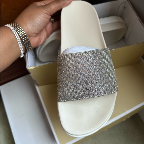 Michael Kors Chic Glitter Platform Slide Sandals - Picture 1 of 1
